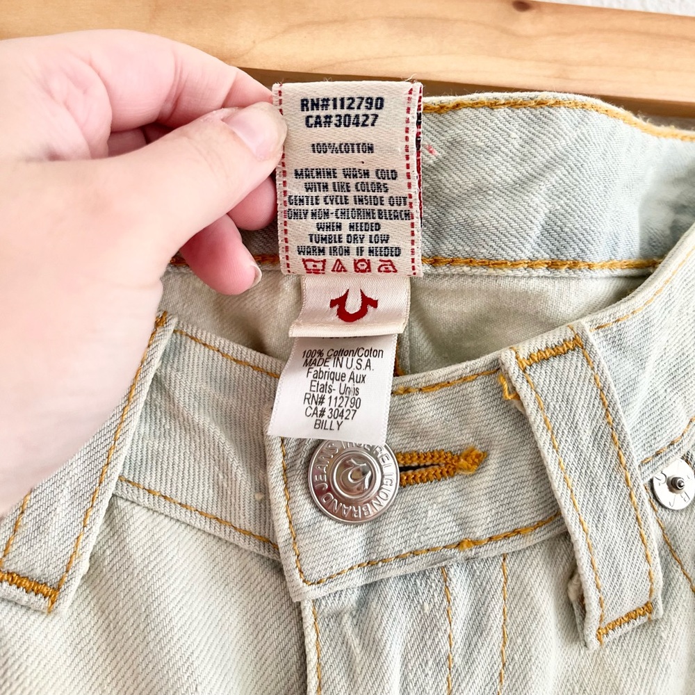 VTG RARE True Religion Billy Low Rise Diamond Stud Straight Leg Denim Jeans 27 - Picture 7 of 9